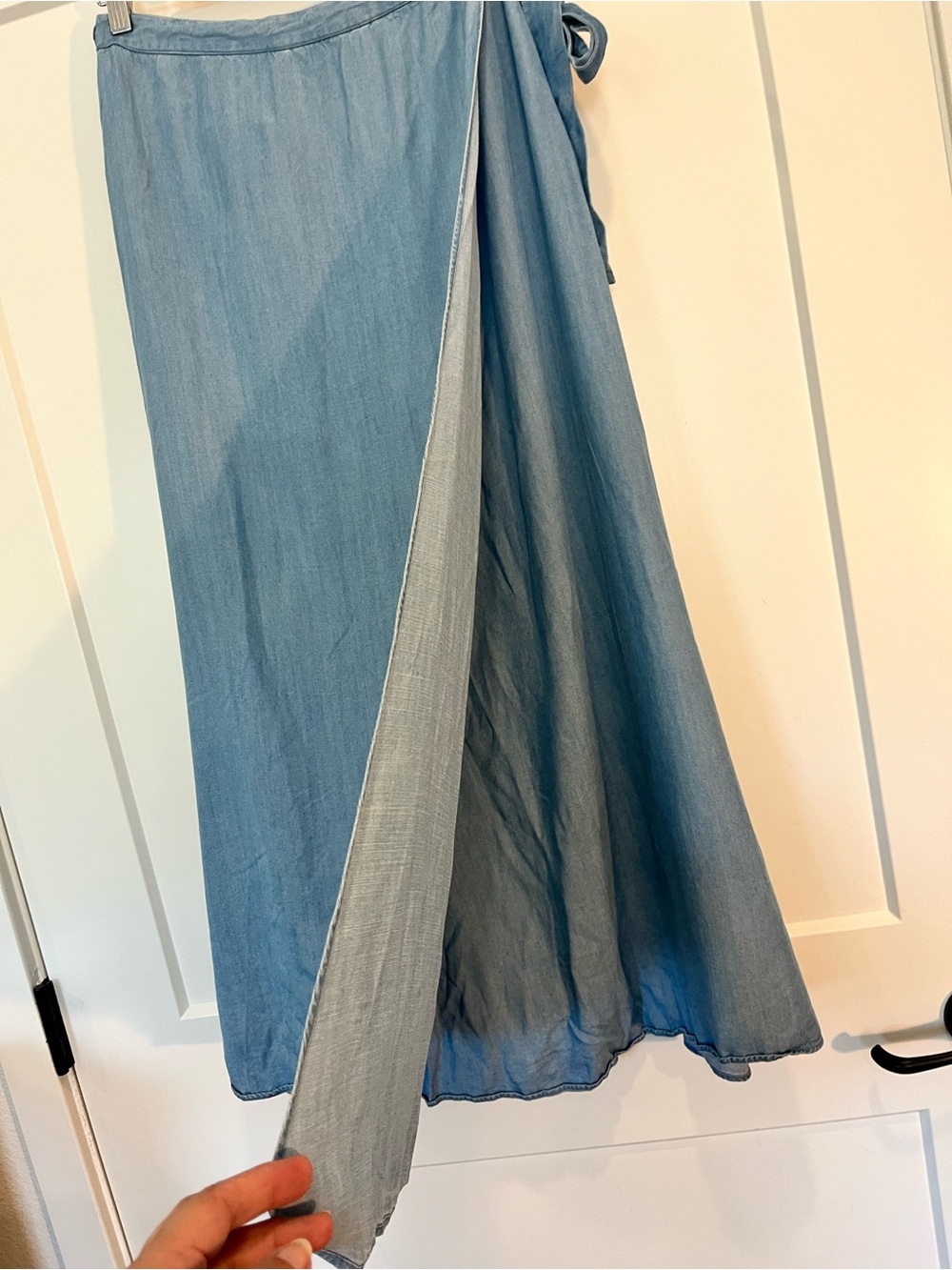Chaps true wrap chambray maxi skirt cottagecore Beachy preppy modest size M - Picture 2 of 7